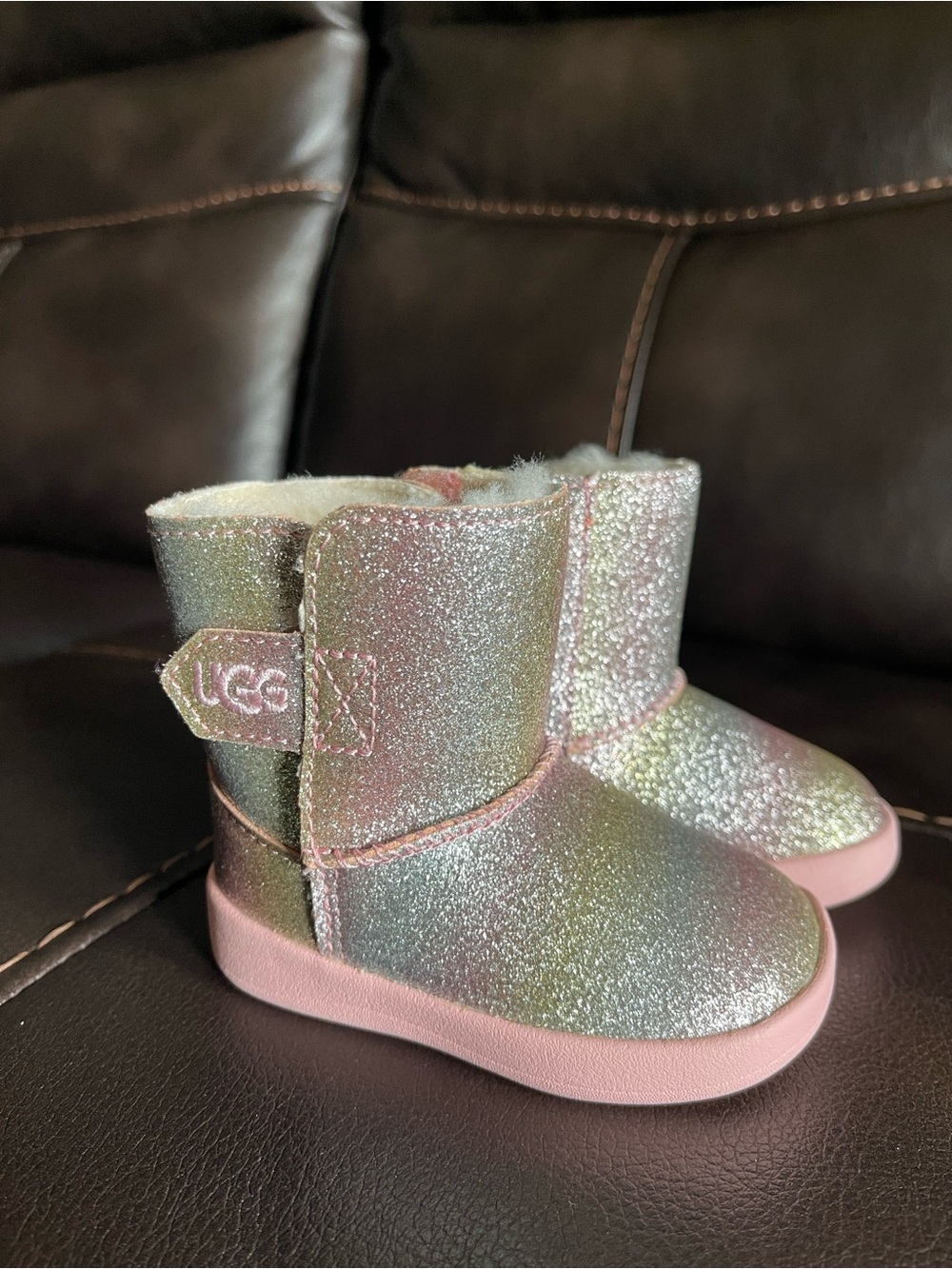 UGG Kids Iridescent Pink Glitter Boots